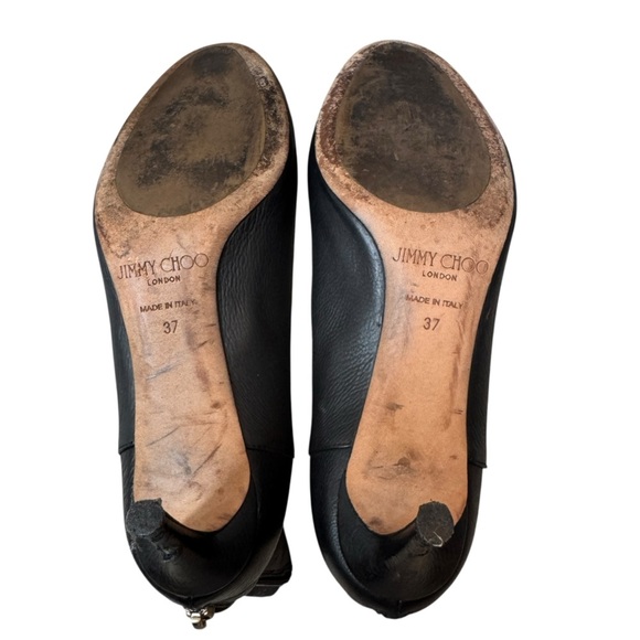 Jimmy Cho Black Calfskin Booties, Size 37 - Picture 9 of 11